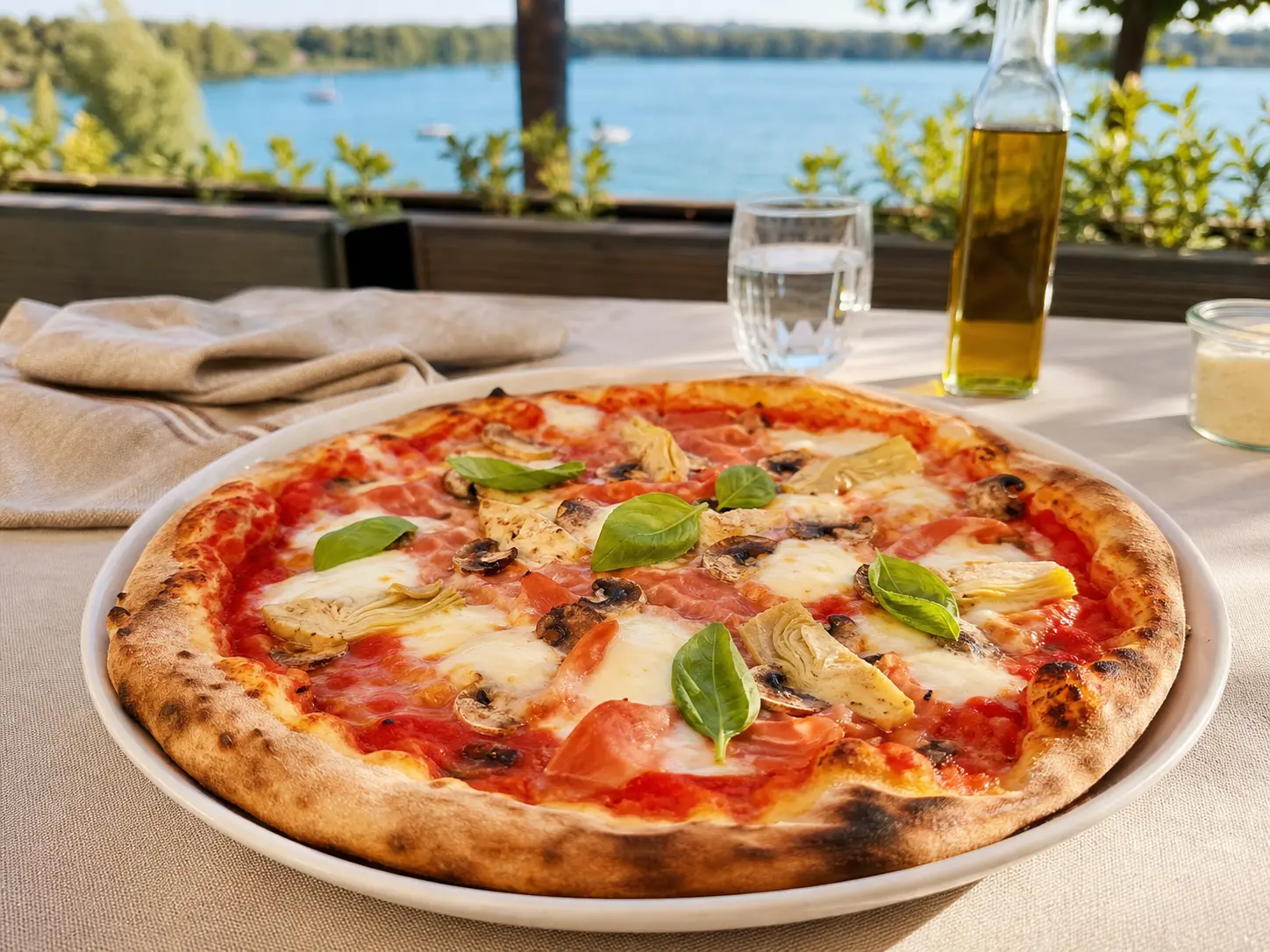 Pizza im Seehaus Friedberg.
